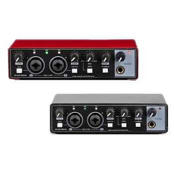 1 ШТ. Звуковая карта для студийной записи USB Audio Professional 48 В Phantom для записи Черный