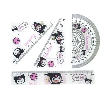 1 комплект Kawaii Sanrio Melody Kuromi Hello Kitty Cinnamoroll, Акриловая Измерительная Линейка с прямым углом, Карандаш, Компас, Канцелярские принадлежности для студентов