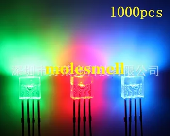 1000шт Прямоугольная лампа 2x5x5 мм трехцветный RGB LED, общий анод, прозрачная линза для воды, 4 штыря LED