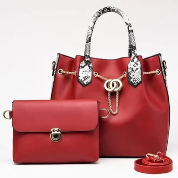 2 Предмета, Модная женская сумка из Искусственной кожи с металлической цепочкой, Змеевидная сумка-мессенджер, кошелек, Известный бренд, Новый цвет, женская сумка-тоут