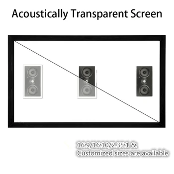 F1UWAW Homecinema 2.35: 1 Широкоформатный 4K Белый Тканый Акустический Прозрачный Звуковой Проекционный экран с Акустически фиксированной Рамкой