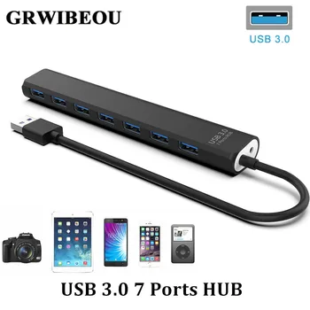 Grwibeou USB Hub 3,0 Мульти USB 3,0 концентратор USB-разветвитель Высокоскоростной 7-портовый концентратор 3,0 Все в одном для ПК Компьютерные аксессуары USB 3,0 концентратор