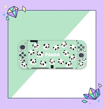 Kawaii Purple Panda Funda Nintendo Switch OLED Shell Защитный чехол Мягкий чехол из ТПУ Для игр JoyCon Controller Аксессуары для корпуса