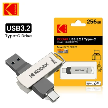 Kodak K273 USB флэш-накопитель Металлический USB 3,2 Флешка 64 ГБ 128 ГБ 256 ГБ 100 МБ/с. Type c OTG landyard для ключей cle usb для смартфона