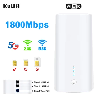 KuWFi 5G Wifi Маршрутизатор 1800 Мбит/с Wi-fi 6 CPE Маршрутизатор NSA/SA LTE Маршрутизатор с WAN LAN Гигабитным портом Ethernet СЕТКА + Поддержка 100 + пользователей