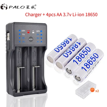 PALO 3,7 V 18650 Аккумуляторная Батарея L-ion 18650b Аккумулятор со светодиодным зарядным устройством для AA AAA 18650 14500 18500 16350 Аккумулятор