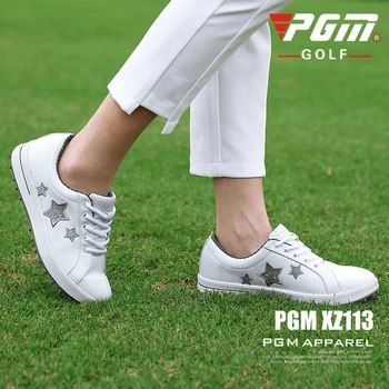 PGM Корейская женская обувь для гольфа для отдыха с фиксированными гвоздями, водонепроницаемая, для водного тенниса, нескользящая, для девочек, Белая спортивная XZ113