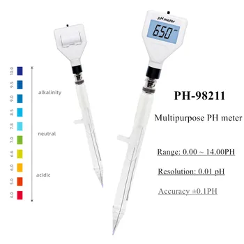PH-98211 Многофункциональный измеритель pH, цифровой измеритель кислотности, pH-тестер, измеритель почвы, тестер с белой подсветкой для сыра, мяса, почвы 40%