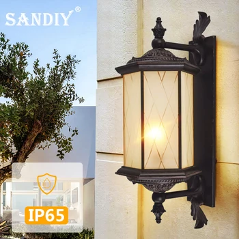 SANDIY Уличный Светильник на крыльце, Настенный светильник, Водонепроницаемое Винтажное светодиодное освещение для ворот дома, внутреннего дворика, прохода, Наружного бра