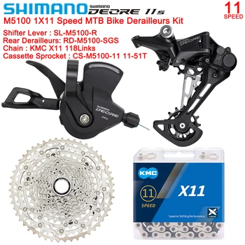 SHIMANO Deore M5100 Groupset 1X11 Комплект Переключателей Скоростей для горного Велосипеда KMC Chain CS-M5100 11-42 T/11-51 T Кассетный Комплект Велосипедных Деталей