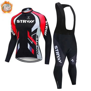 STRVAV-Термо-флисовая велосипедная майка для мужчин, длинные рукава, Одежда для велоспорта, MTB, 2023, Зима