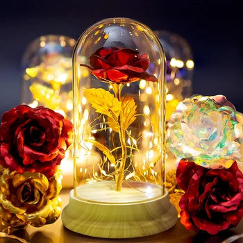 ShenzhiTech светодиодный ночник с цветами, лампа с покрытием из ПВХ в виде листьев Золотой Розы, Романтический подарок на День Святого Валентина, Подарок на День матери