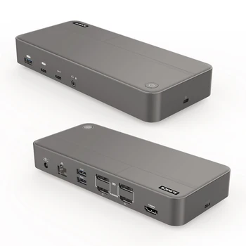 USB Type C Концентратор Displaylink Three HDMI2.0 4K60Hz DP1.4 USB3.0 3.2GEN2 130 Вт Адаптер RJ45 Док-станция Для Lenovo Dell Macbook
