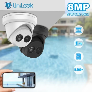 Unilook 4K 8MP AcuSense Сетевая Камера с Фиксированной Турелью Наружное Обнаружение движения 2.0 H.265 Одностороннее Аудио IP67 POE IP-камера