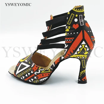 Zapatos de baile/ Мягкая Толстая Кожаная Стелька В Африканском Стиле на Высоком Каблуке 3 дюйма, Устойчивая Обувь Для Бальных Танцев, Латиноамериканской Сальсы