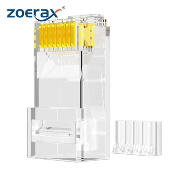 ZoeRax Комплект из 2 предметов, разъемы RJ45 Cat6 - Модульные штекеры 8P8C с 3 зубцами для проводов витой пары 23AWG и стандартных кабелей