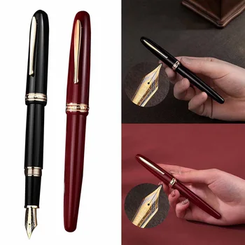 Авторучка из смолы Hongdian 1841, Иридиевая EF/F, 14K Золотая EF/F, красная/Черная Подарочная ручка