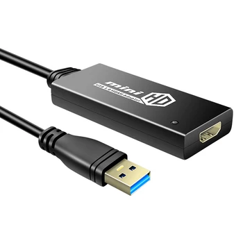 Адаптер USB-HDMI 1080P HD Аудио-видео удлинитель, USB 3,0/2,0-HDMI для нескольких мониторов, совместимый с Win XP Win7/8 /10