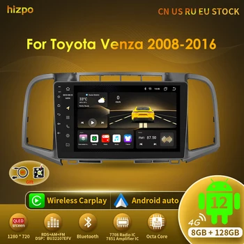 Аудиосистема головного устройства Hizpo для Toyota Venza 2008-2016, автомобильный радиоприемник Carplay, мультимедийный видеоплеер, навигация, стерео, GPS, Android 12 BT