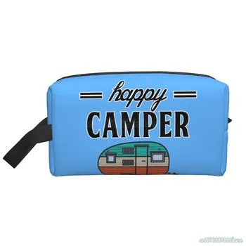 Большая косметичка Happy Camper, Портативная дорожная сумка для хранения, Несессер для женщин, мужчин и девочек, Портативный Косметический Органайзер