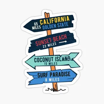 Винтажный Серфинг Калифорнийский Пляж Деревянный Знак 5 шт. Автомобильные Наклейки для Мультяшного Фона Милое Окно Гостиная Комната Ноутбук