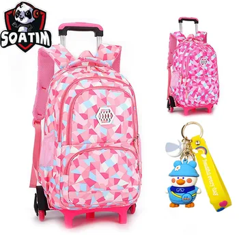 Водонепроницаемый детский школьный рюкзак Со Съемными колесиками, Детские школьные сумки для девочек, Детская тележка, Студенческие Съемные рюкзаки