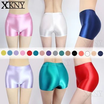 Глянцевые шорты XCKNY, очень короткие шорты для занятий йогой, плавания, отдыха, гладкая блестящая одежда для фитнеса, Сексуальные блестящие шорты для бега и спортзала