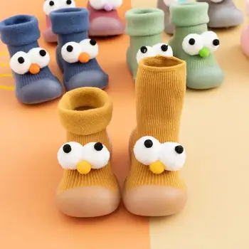 Детские Теплые носки с защитой от падения на пол с большими глазами для малышей, Обувь 5 размеров 7 цветов P