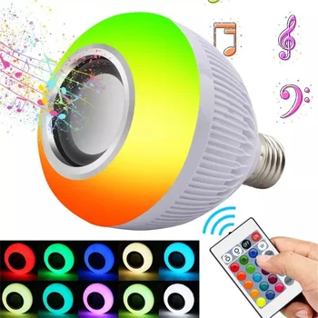 Для музыкальной лампы Bluetooth с дистанционным управлением Светодиодная музыкальная лампа Беспроводная RGB цветная музыкальная лампа E27 12 Вт с регулируемой яркостью Светодиодная лампа для домашней вечеринки