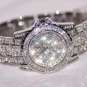 Женские кварцевые часы с бриллиантами, роскошные женские наручные часы, лидирующий бренд, Женские часы-браслет со стразами, женские часы Relogio Feminino
