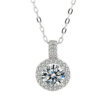 Муассанит Роскошное великолепное ожерелье из стерлингового серебра 925 пробы, 40 + 5 см, женский ювелирный подарок
