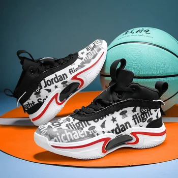 Мужская баскетбольная обувь, Мужская баскетбольная обувь в стиле ретро, дышащие трендовые кроссовки с высоким берцем на шнуровке, мужские кроссовки для ходьбы