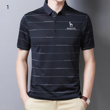 Мужская рубашка-поло для гольфа 2023, футболка с коротким рукавом, мужская футболка-поло с полосатым вырезом, летняя футболка для гольфа