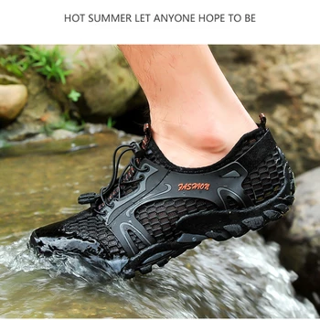 Мужские кроссовки для горного треккинга, Летние женские Сетчатые дышащие Мужские Уличные походные Болотные туфли, Быстросохнущие кроссовки, Пляжные сандалии