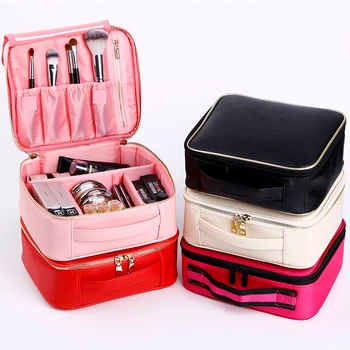 Новая профессиональная косметичка Женская Косметичка Высококачественная женская Корейская Кожаная коробка для макияжа Большой Емкости Дорожные сумки для стирки