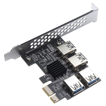Новое Поступление, 4 Порта PCI-E Riser, плата адаптера PCI-E от 1x до 4 USB 3.0 PCI-E, подходит для всех систем WINDOWS