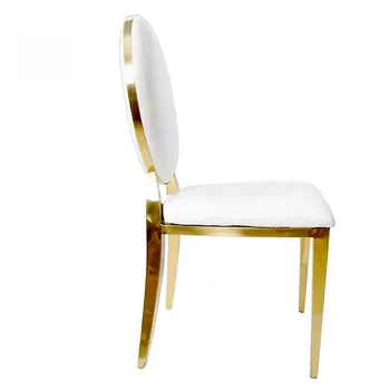 Новое дизайнерское свадебное кресло из белой кожи и нержавеющей стали с золотом
