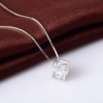 Новое поступление, ослепительные ожерелья с подвесками из стерлингового серебра 925 пробы квадратной формы для женщин, изысканные ювелирные изделия-ошейники