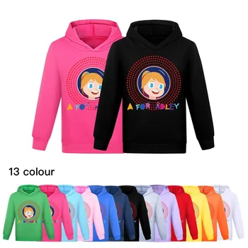 Новые Толстовки A for Adley для девочек, Толстовка, Детский пуловер с длинными рукавами и мультяшным принтом, Футболка для мальчиков, Осенние пальто, Детская одежда