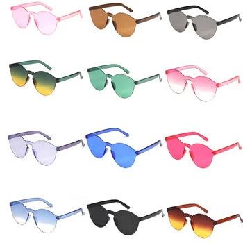 Новые бескаркасные желейные прозрачные очки, ретро-очки ярких цветов, мужские и женские модные солнцезащитные очки для ПК Uv400