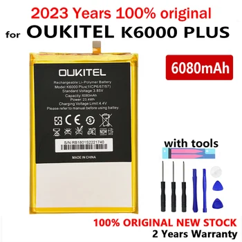 Новый 100% Оригинальный Аккумулятор для телефона Емкостью 6080 мАч Для Резервного копирования OUKITEL K6000 PLUS, Высококачественные Аккумуляторы С Инструментами + Номер отслеживания