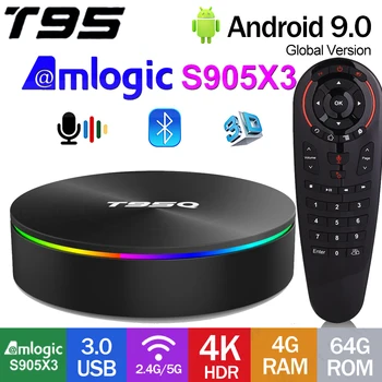 Оригинальный T95Q Android 9,0 Smart TV Box Amlogic S905X3 Четырехъядерный 2,4 G/5 ГГц Двойной WiFi BT4.0 4K HDR 3D Приставка Youtube Netflix TV