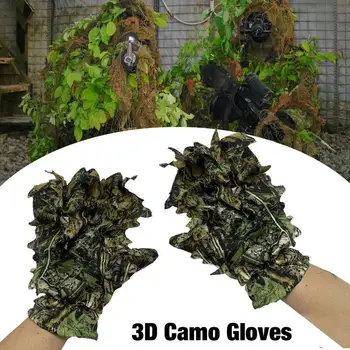 Охотничьи перчатки Sneaky 3D Leaf Camo Перчатки с Полным Пальцем Удобные Нескользящие Прочные для Охоты на открытом Воздухе, Рыбалки, CS, Стрельбы, Горячие