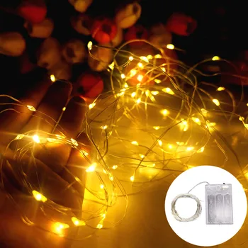 Праздничный декор на батарейках типа АА, 1-10 М, Светодиодная лампа из медной проволоки, Рождественская Елка, Светодиодная Гирлянда, Сказочный свет, сад, Свадебная вечеринка