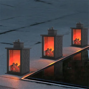 Светодиодный фонарь с угольным пламенем, переносной подвесной светильник, имитирующий камин, подсвечник для украшения помещений/улицы