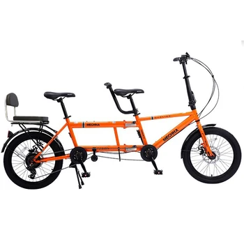 Складной велосипед для двоих, езда для двоих, семейный автомобиль для трех взрослых, родитель-ребенок, 20-дюймовый осмотр достопримечательностей