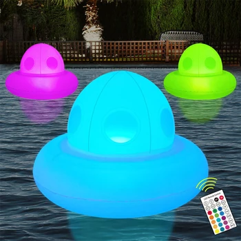Солнечные Плавающие светильники для бассейна с дистанционным управлением и 16 режимами освещения Ночник UFO Декоративный надувной светильник для бассейна