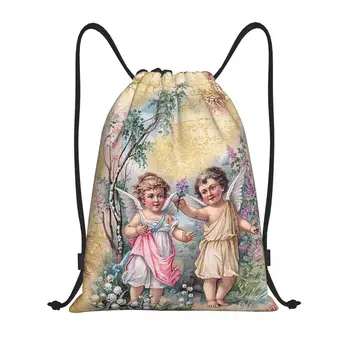 Сумки с завязками в виде ангела в викторианском стиле Для женщин и мужчин, Портативная спортивная сумка для тренажерного зала, Винтажные рюкзаки для хранения Angel Training