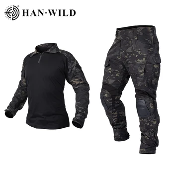 Тактическая форма HAN WILD, боевая рубашка и брюки BDU G3, Наколенники, Обновленная версия Камуфляжной военной формы для страйкбола