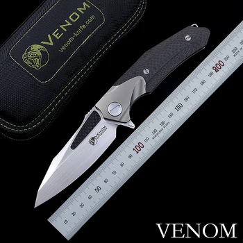 Тактический Нож Kevin Venom M390 Титановый Нож Ручной Работы Для Волочения Проволоки Лезвие Из Углеродного Волокна Ручка Инструменты Выживания В Кемпинге